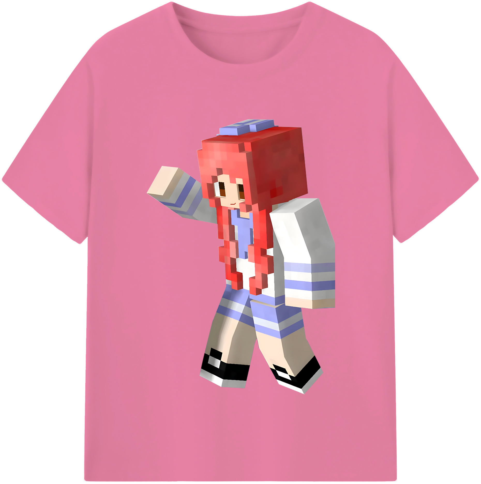 （画像用） マインクラフト ブロックの世界 Minecraft MC Block world 綿100％半袖Tシャツ（フロントプリント）